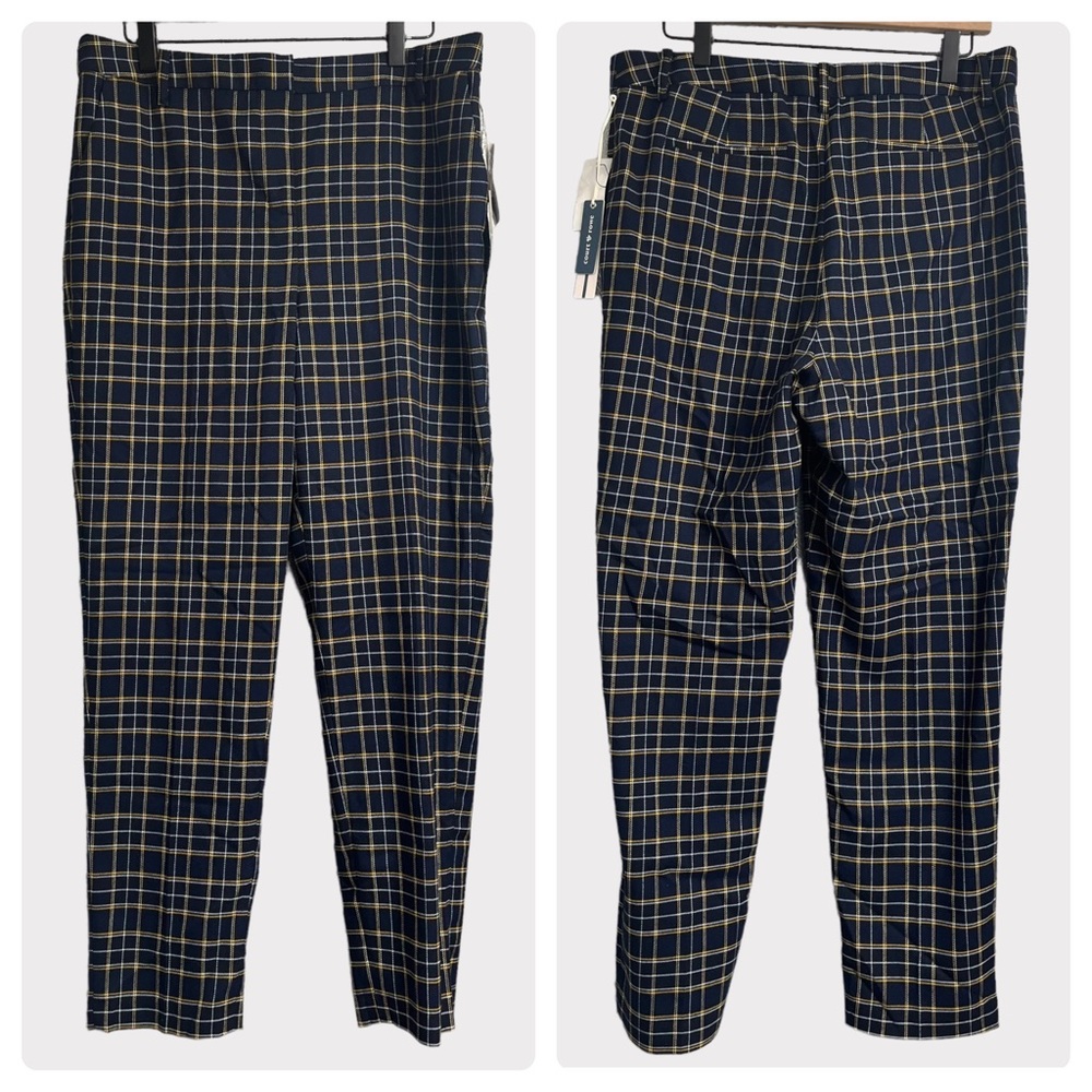 NWT Court & Rowe Plaid Farley Trouser Pants in Blue Night